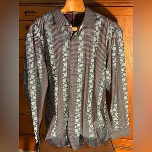 Robert Graham Black, White & Red Patterned Button-Up Shirt